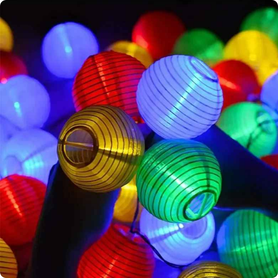 guirlande exterieur lampion multicolore vue de près