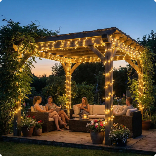 guirlande pour extérieur Andromède éclairant une pergola