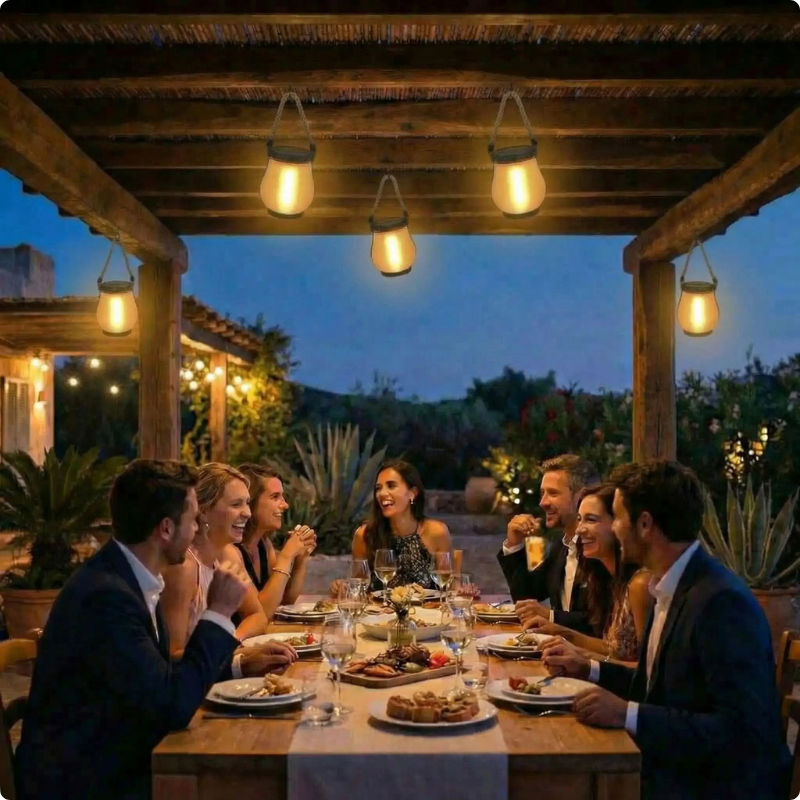 Lanterne exterieur solaire Ecogarden suspendue à une pergola