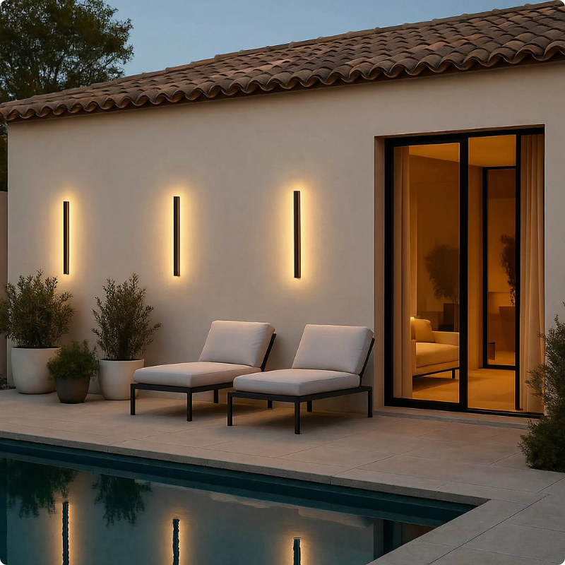 Applique murale exterieur Elegance eclairant piscine