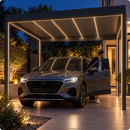 Bande led extérieur étanche Filéa blanc naturel éclairant un carport