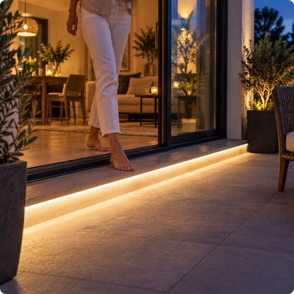 bande led exterieur Linéa blanc naturel balisant une marche