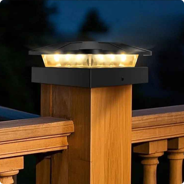 capuchon de poteau solaire Coiffe Solaire fixé sur poteau bois