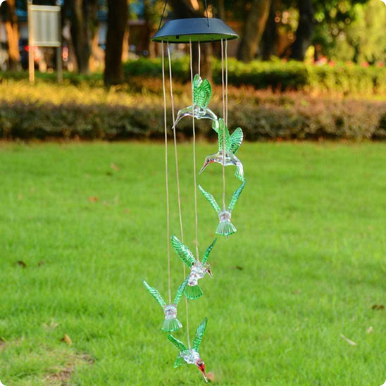 Carillon lumineux solaire Colibri de jour