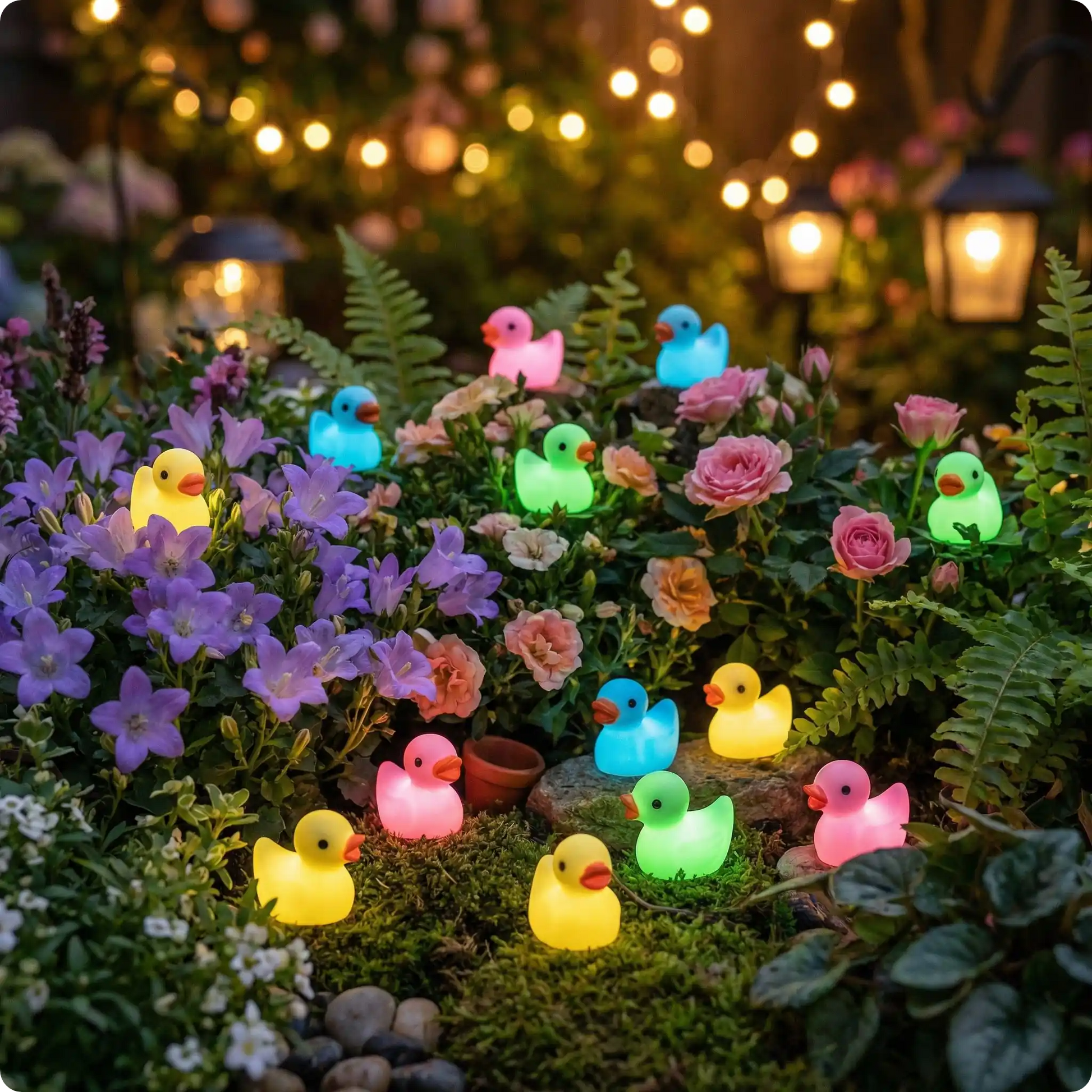 Deco lumineuse jardin havre de paix décorant un massif
