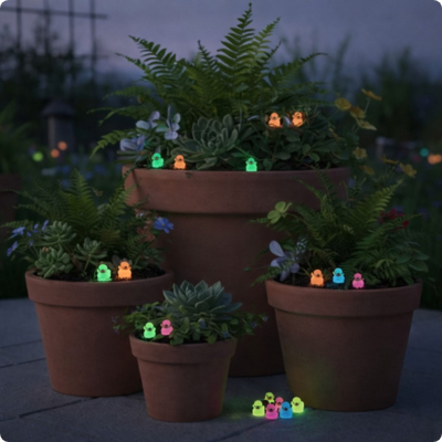 Deco lumineuse jardin havre de paix décorant des pots la nuit