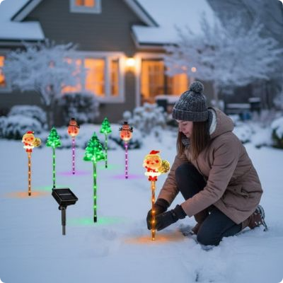Décoration de Noël extérieur Solarglow installée dans la neige