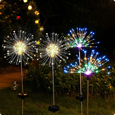 décoration extérieure de Noël Feu d'artifice blanc chaud et multicolore