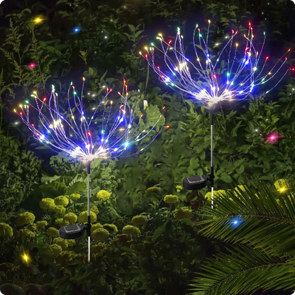 décoration extérieure de Noël Feu d'artifice multicolore décorant un massif de plantes