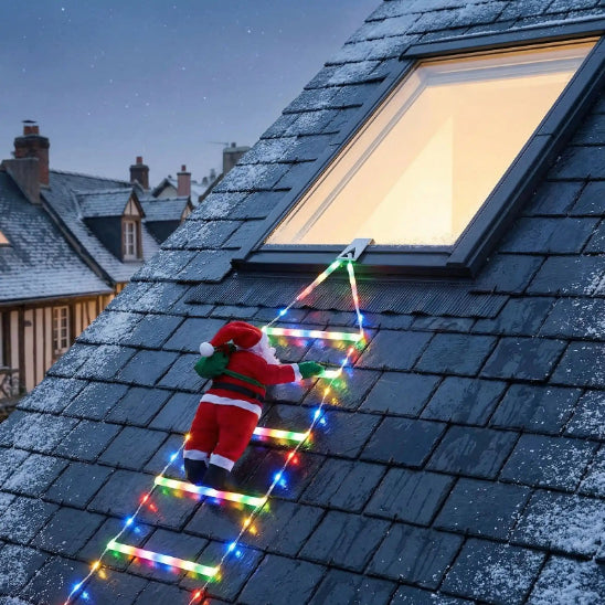 Decoration Noël extérieur Lumineux Magique multicolore décorant un toit