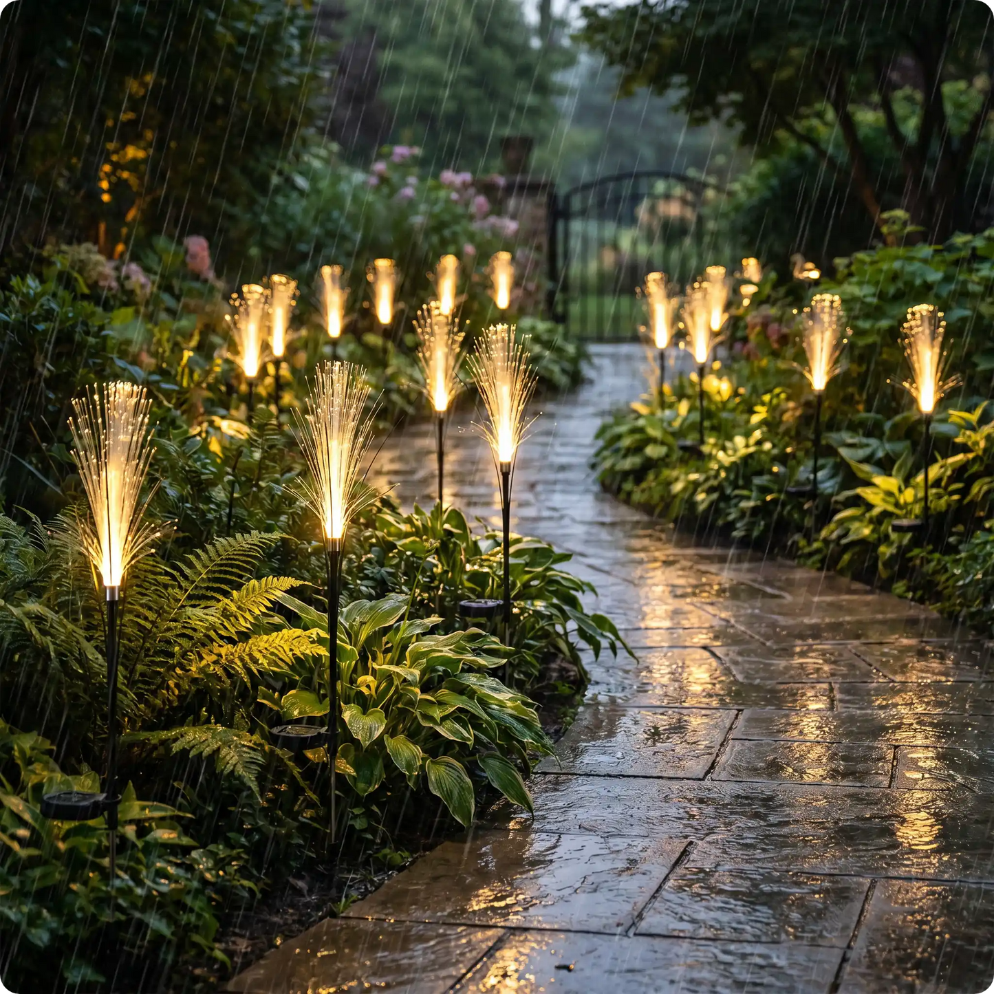 Decoration Noel exterieur roseau doré résistant à la pluie