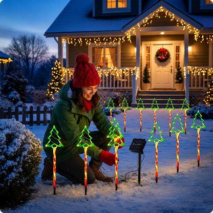décorations extérieures pour Noël Sapins Lumineux illuminant un jardin