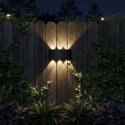 Éclairage extérieur mural Ellipse sur une clôture