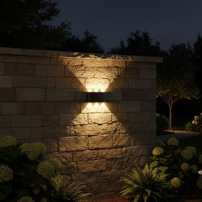 Éclairage extérieur mural Ellipse muret en pierres
