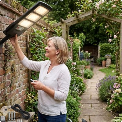 éclairage extérieur solaire puissant powersolar éclairant un jardin