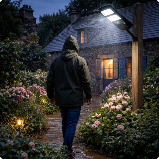 éclairage extérieur solaire puissant powersolar résistant à la pluie