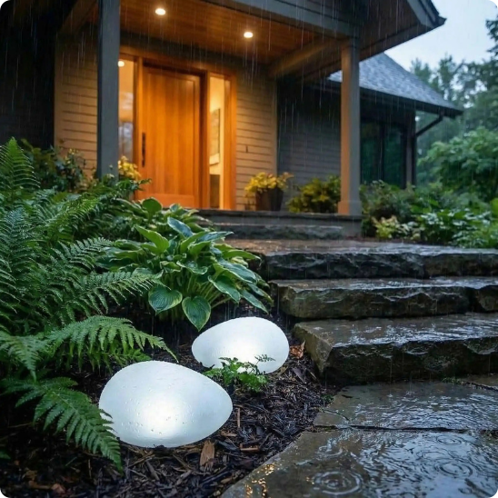 éclairage extérieur solaire roche lumineuse fonctionnant sous la pluie