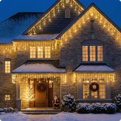 Guirlande extérieur pour Noël Flocon décorant une façade