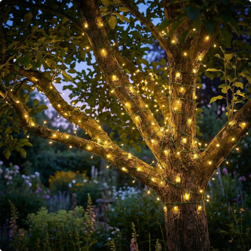 Guirlande exterieur solaire Magellan Solaire blanc chaud décorant un arbre