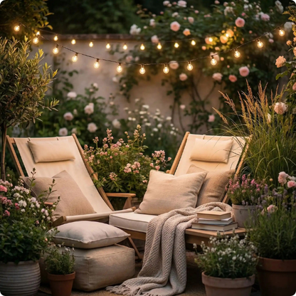 Guirlande guinguette solaire Cristal dans un coin lumière