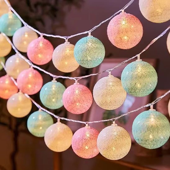 Guirlande lumineuse boule macaron multicolore