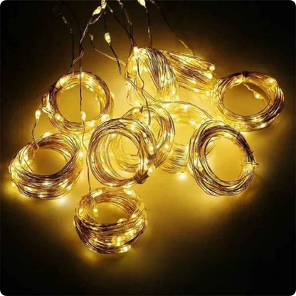 guirlande lumineuse en rideau Pluie Etoilée vue de près