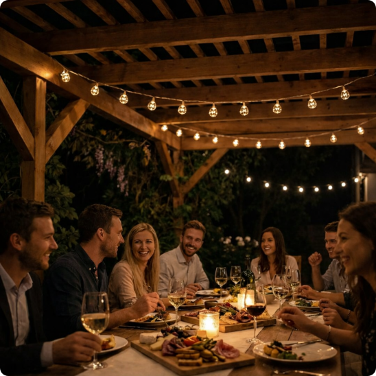 guirlande lumineuse extérieur Atlas suspendue à une pergola