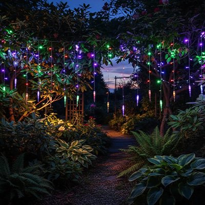 Guirlande lumineuse glaçon multicolore suspendue