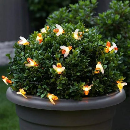 Guirlande lumineuse solaire extérieur dans un pot