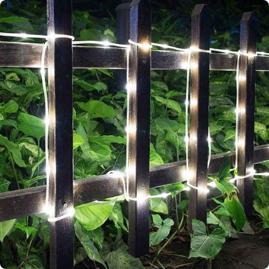 Guirlande lumineuse solaire Tube blanc froid décorant une barrière