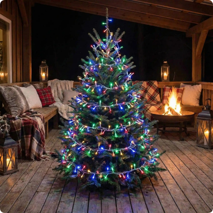 Guirlande pour extérieur Andromède multicolore décorant un sapin de Noël