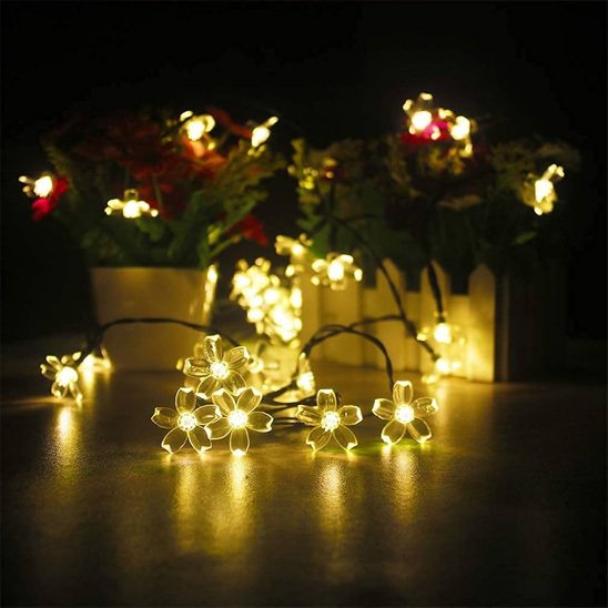 Guirlande solaire extérieur Florale blanc chaud dans des pots de fleurs