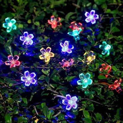 Guirlande solaire extérieur Florale multicolore dans un buisson