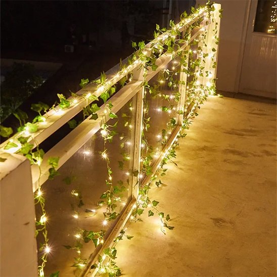 Guirlande solaire extérieur Végétale décorant un garde corps