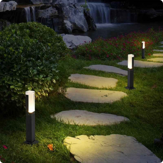 lampadaire exterieur Led lampaled écalirant un chemin