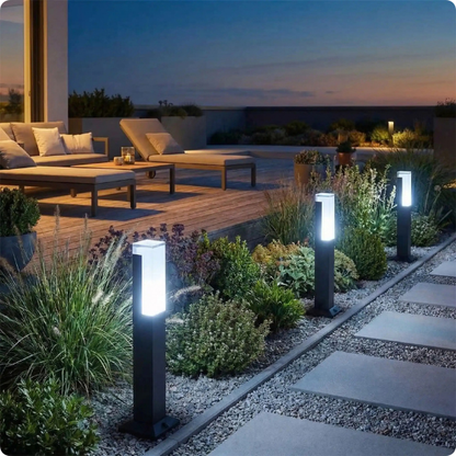 lampadaire exterieur Led lampaled éclairant une terrasse