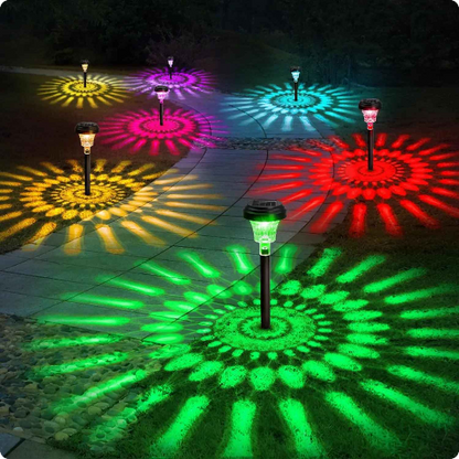 lampadaire solaire extérieur Icare rvb éclairant une éllée
