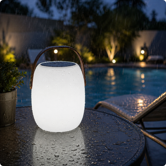 lampe de table solaire extérieur Galéo résistant à la pluie