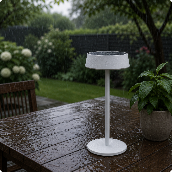 Lampe de table solaire Soléa blanche résistant à la pluie