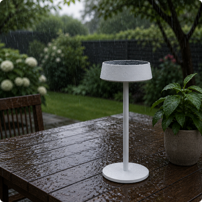 Lampe de table solaire Soléa blanche résistant à la pluie