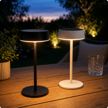 Lampe de table solaire Soléa disponibles en noir ou blanc