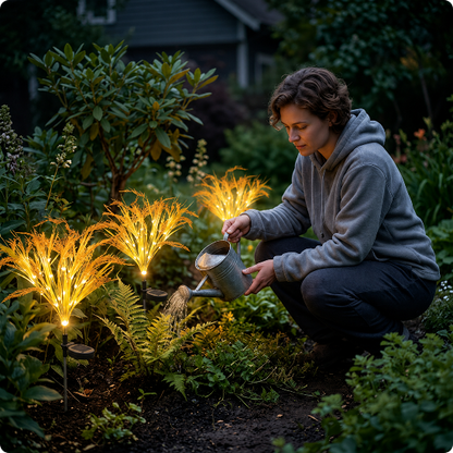 Lampe pour jardin solaire Epi de blé plantée dans un massif