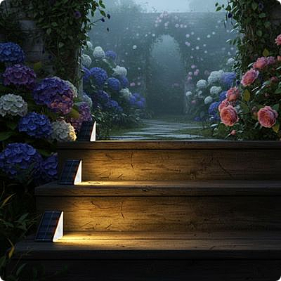 lampe solaire exterieur Lightstep balisant un escalier