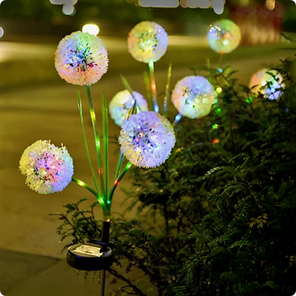 Lampe solaire Pissenlit multicolore vue de près