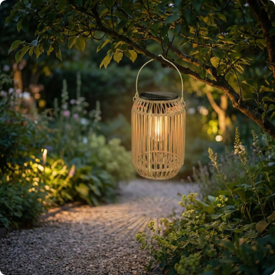 lanterne Gamma suspendue à une branche