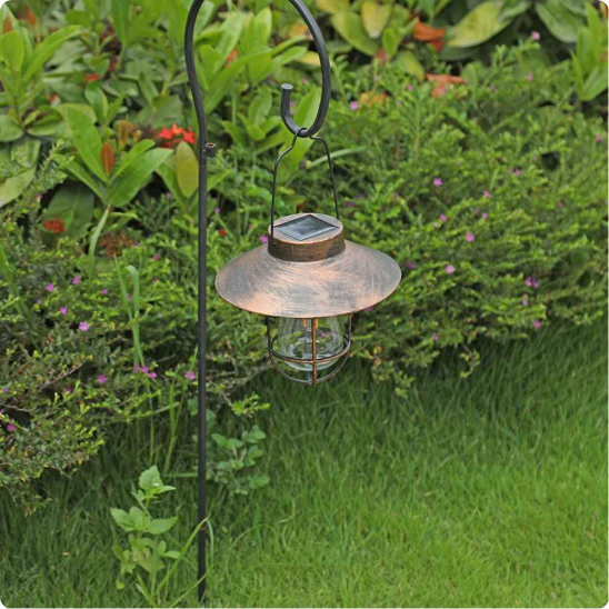 lanterne solaire extérieur Rétro teffet bronze suspendue