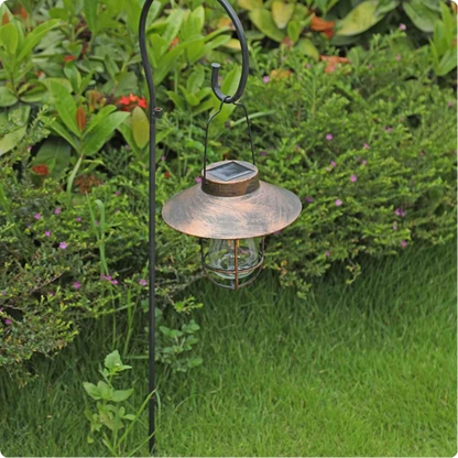 lanterne solaire extérieur Rétro teffet bronze suspendue