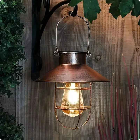lanterne solaire extérieur Rétro effet bronze vieilli