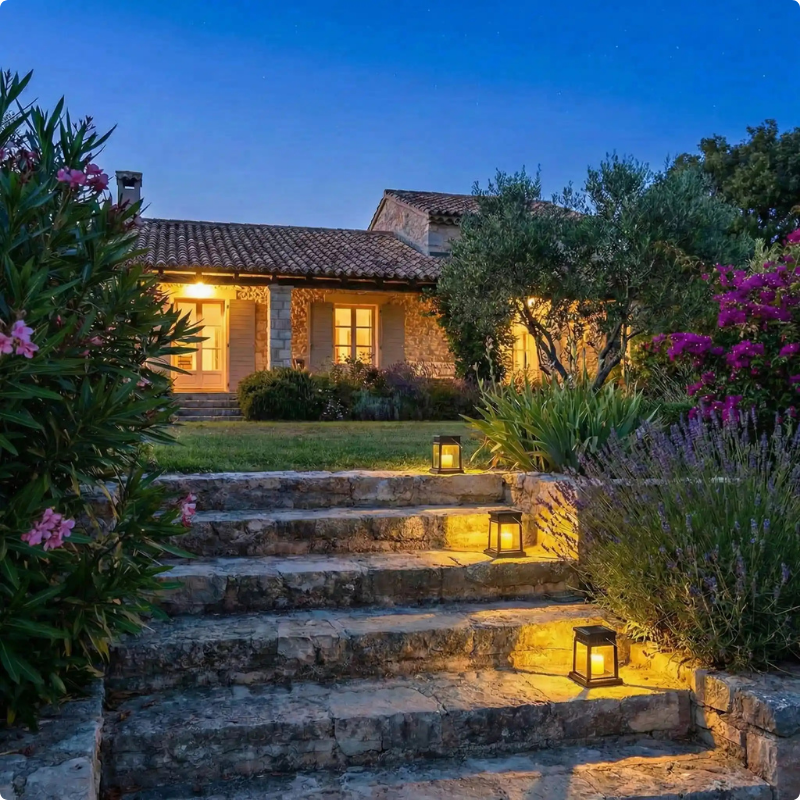 lanterne solaire Lueur Nocturne éclairant un escalier