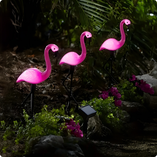 Lumiere exterieur Flamant rose par lot de 3